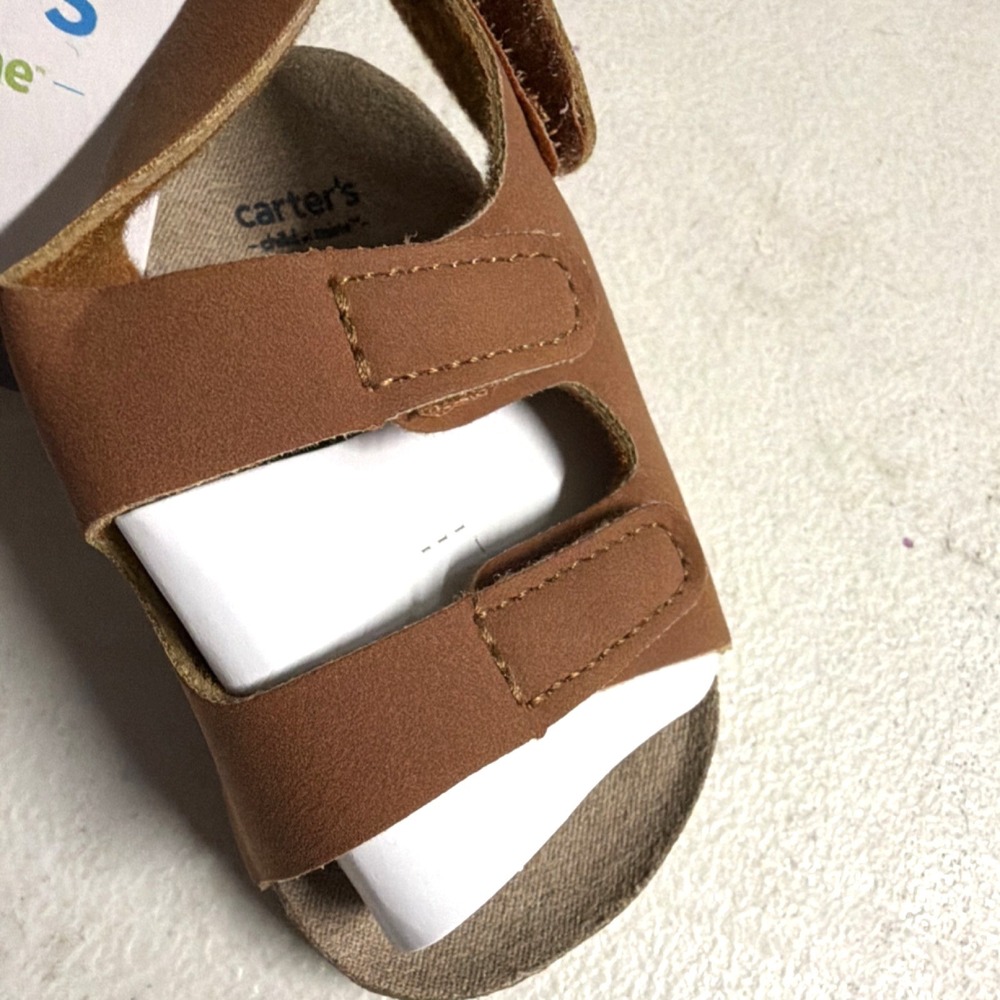 Carter's Child 3/6m of Mine Brown Baby Sandals Hook & Loop Adjustable Strap - Picture 3 of 7